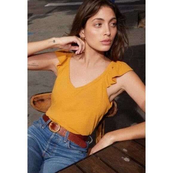 Nation LTD Tops - NATION LTD Aven Cami Top Ruffle Sleeve Pima Cotton Tee Size XL